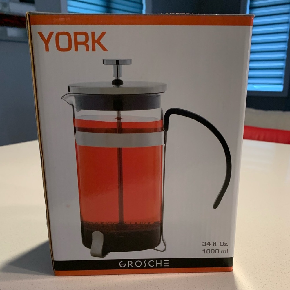 Black French Press Coffee Maker with Metal Frame